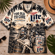 Miller Lite Too Old To Care Skeleton Vintage Hawaiian Shirt