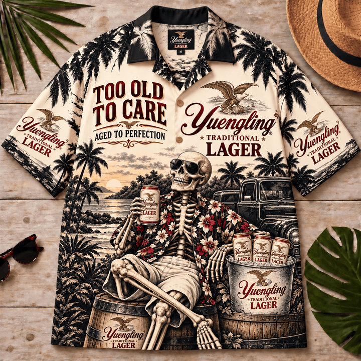 Yuengling Too Old To Care Skeleton Vintage Hawaiian Shirt