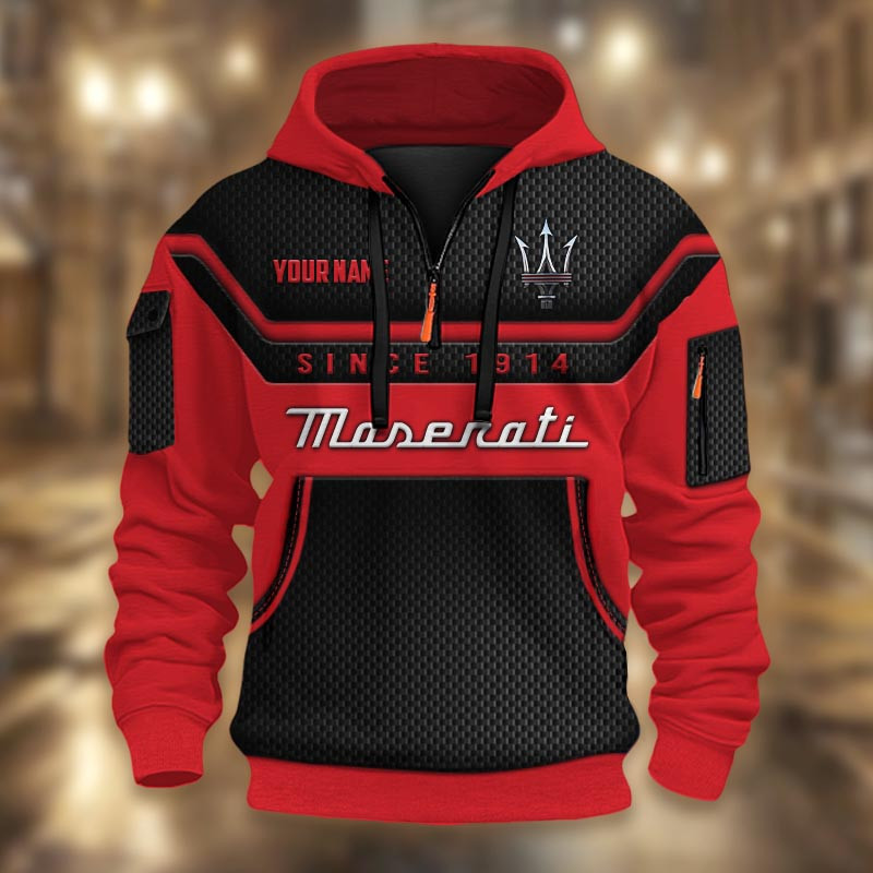 Maserati DMHT1761 3D Half-zip Hoodie Multicolor