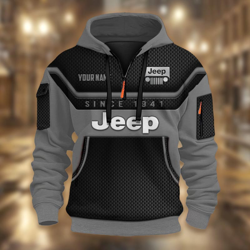 Jeep DMHT1754 3D Half-zip Hoodie Multicolor