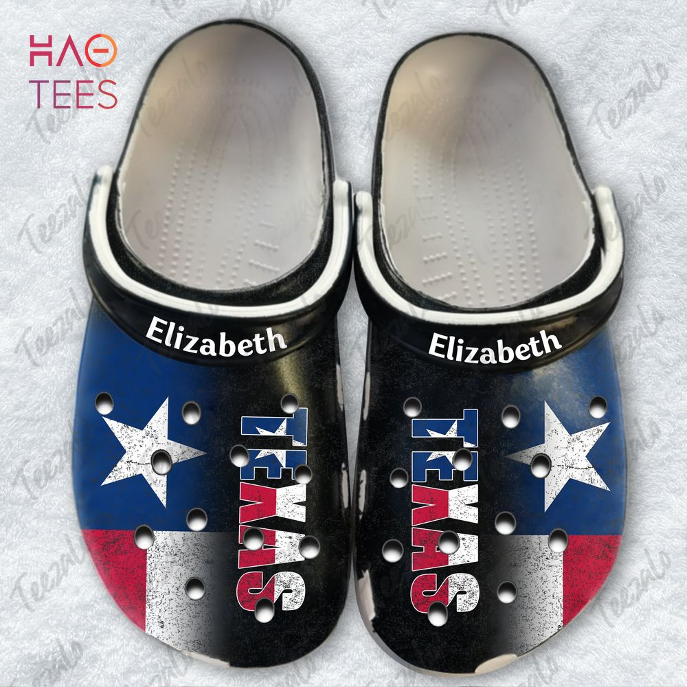 Texas Personalized Crocs Shoes With A Half Flag CR0002 TT - Thestoreyouneed