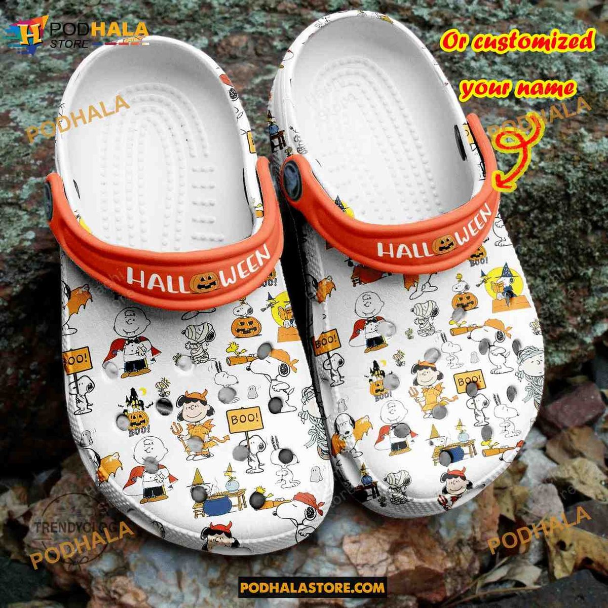 Custom Name Halloween Boo Pattern Funny Clog Shoes, Halloween Clogs CRO ...