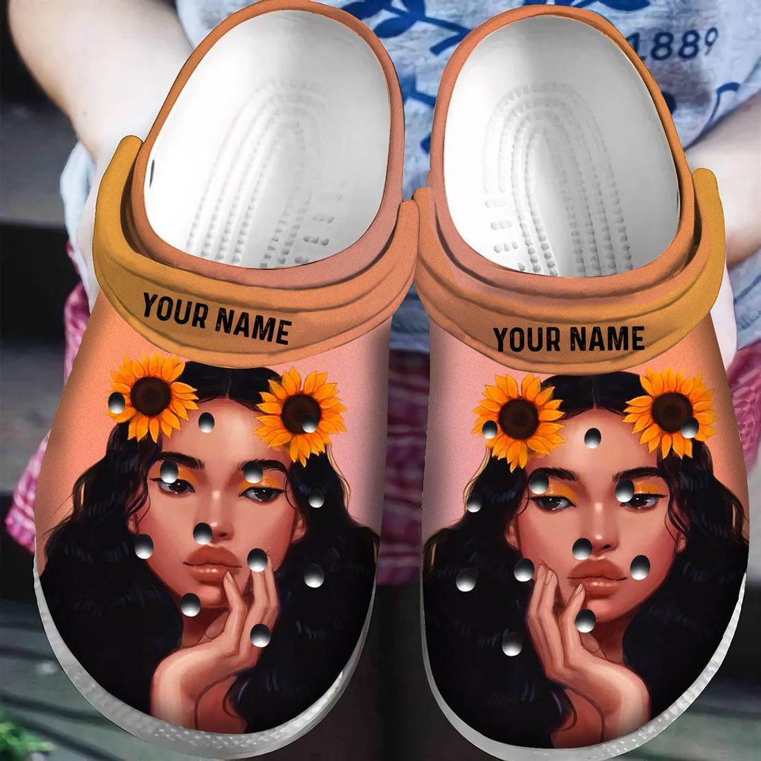 Custom Afro Black Girl Sunflower African American Clogs Classic Clogs ...