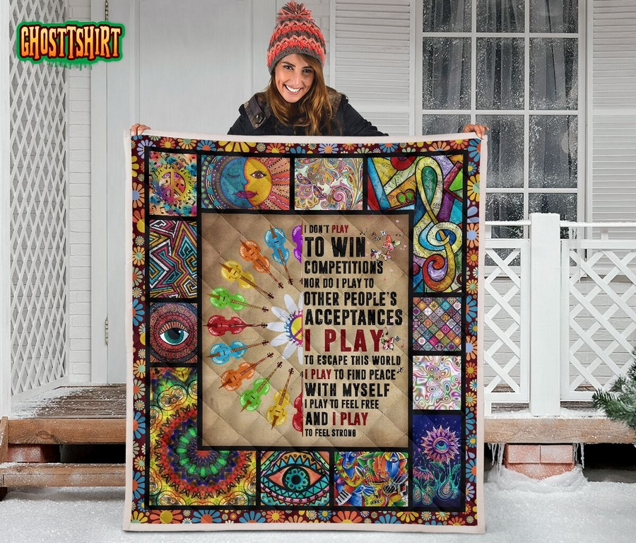 Colorful Cello Art Pattern I Play To Escape This World Quilt Blanket ...