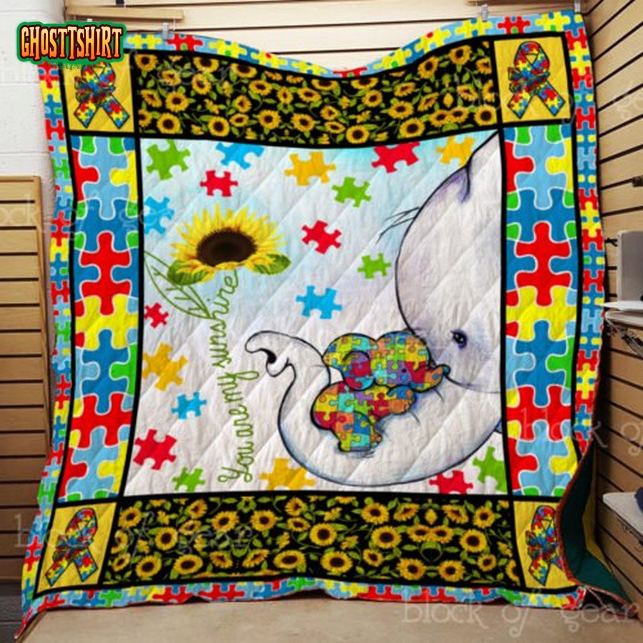 Autism You Are My Sunshine Quilt Blanket QBK-02 FEB01 - Thestoreyouneed