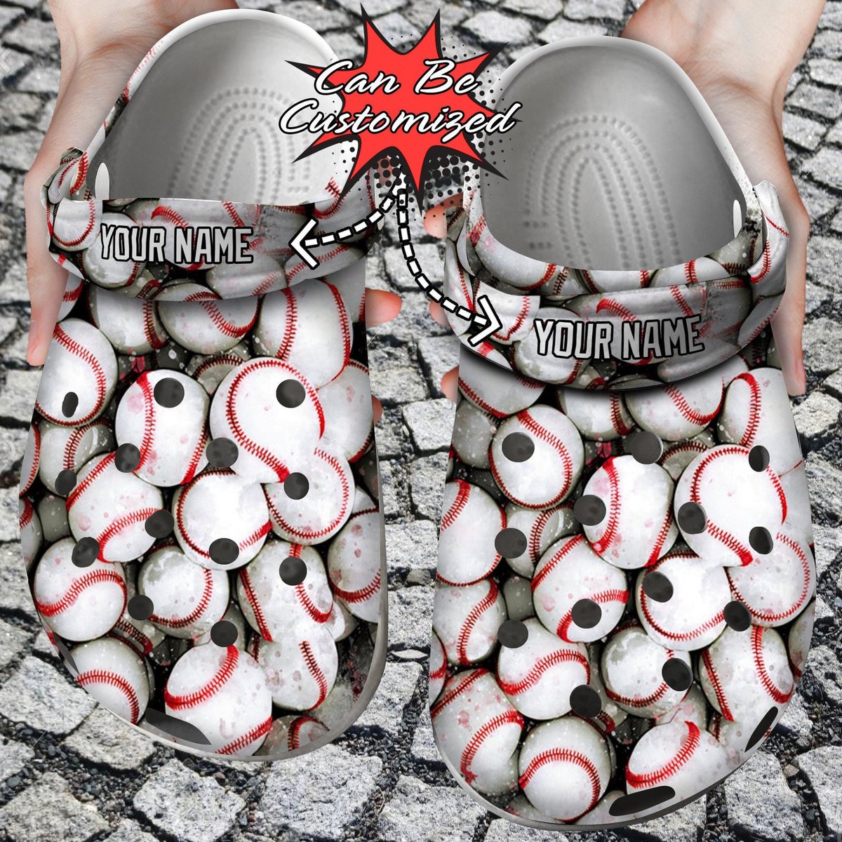 Personalized Baseball Pile Overlapping clog Shoes Custom CRO-03 FEB01 ...