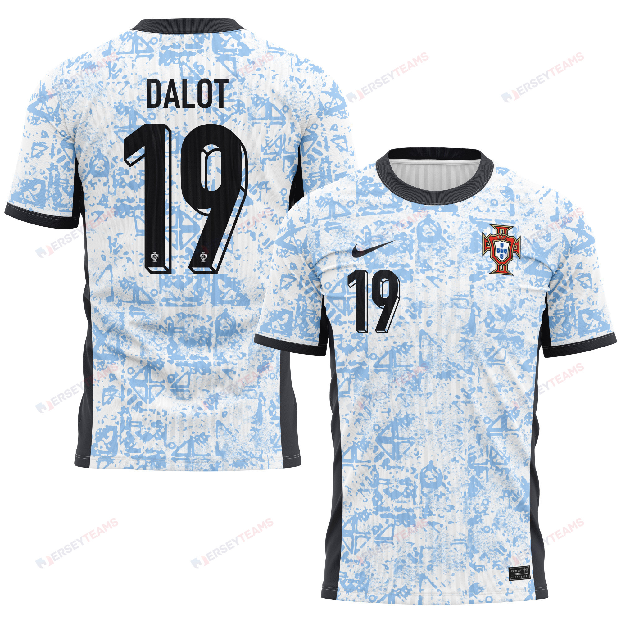 Diogo Dalot 19 Portugal National Team 2024/25 Away Kits AOP T-shirt ...