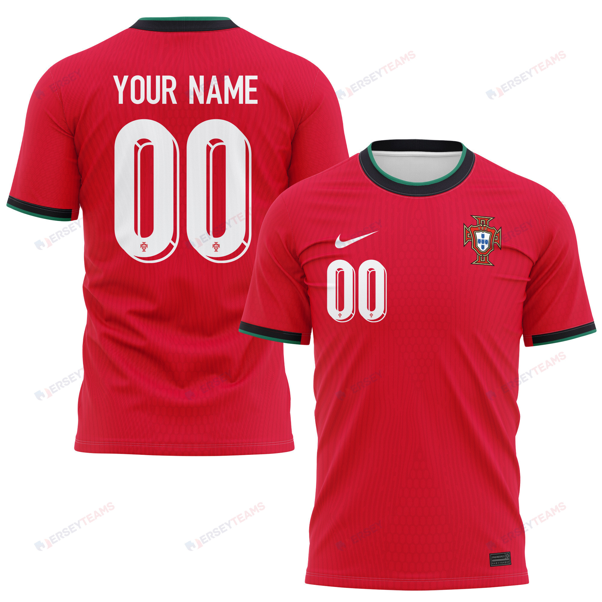 Portugal National Team 2024/25 Home Kits Custom AOP T-shirt - Red - WC ...