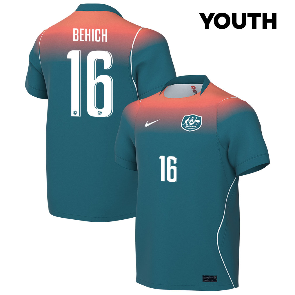 Aziz Behich 16 Youth Australia National Team 2026 Away Jersey - Teal ...