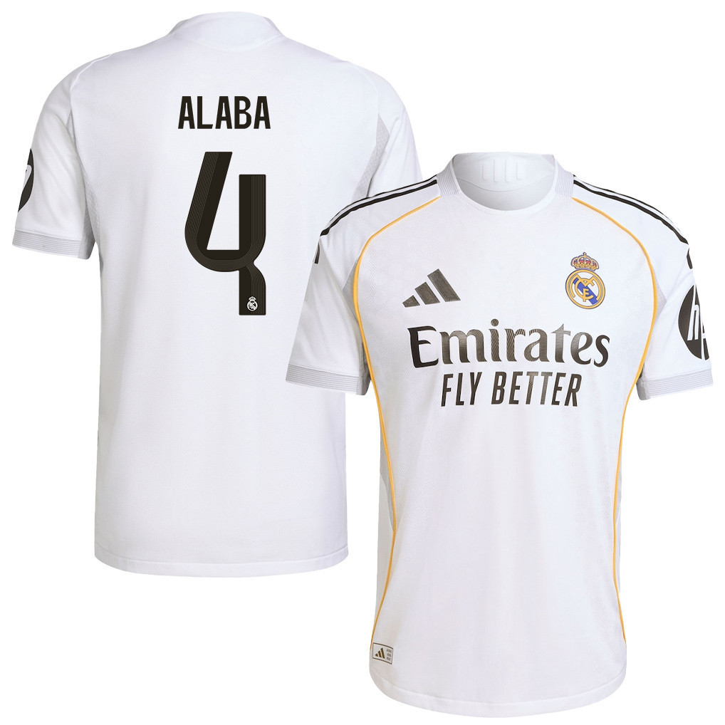 David Alaba 4 Real Madrid UEFA Champions League 2026 Home Men Jersey ...