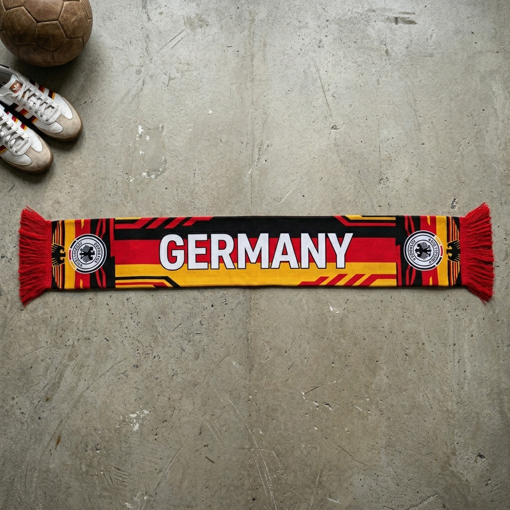 Germany Rugby Scarf World Cup 2026 Germany Scarf Gold Fringe Ends - WC Luminaaura