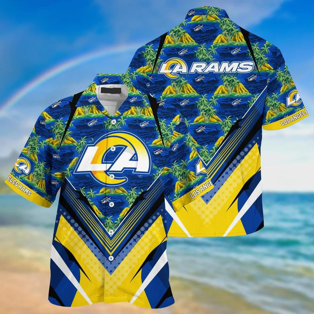 Derrick Beach Raceland Rams Los Angeles Rams Team Beach Shirt For Sports Rams Fans Hawaiian Shirt ...