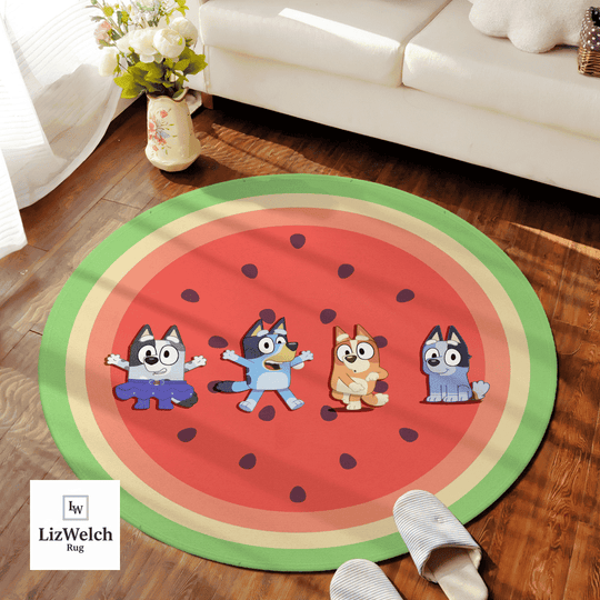 Watermelon Rug With 4 Dancing Kids - Watermelon Carpet - R017