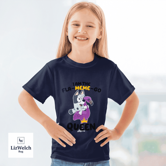 I'm A Fla-Meme-Go Queen Muffin Shirt (Black Text) - Kid Shirt (Sizes For 1-8 Years Old)
