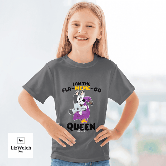 I'm A Fla-Meme-Go Queen Muffin Shirt (Black Text) - Kid Shirt (Sizes For 1-8 Years Old)