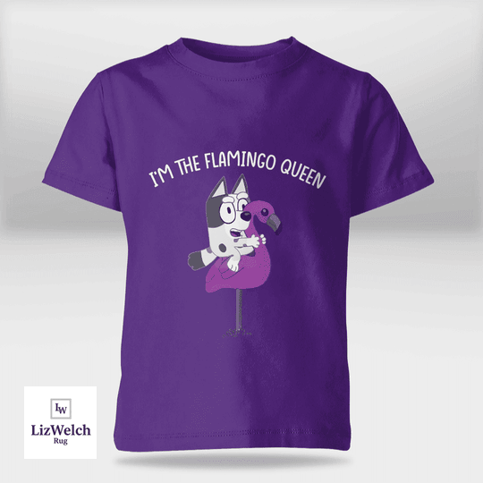 I'm Flamingo Queen Muffin (White Text) Shirt - Kid Shirt (Sizes For 1-8 Years Old)