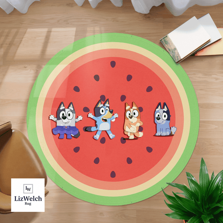 Watermelon Rug With 4 Dancing Kids - Watermelon Carpet - R017