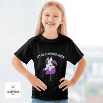 I'm Flamingo Queen Muffin (White Text) Shirt - Kid Shirt (Sizes For 1-8 Years Old)