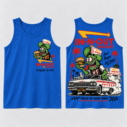 Rat Fink X In N Out Good Burgers Bad Habits Vintage T-Shirt, Hoodie And More NNK - Tank Top Blue