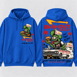 Rat Fink X In N Out Good Burgers Bad Habits Vintage T-Shirt, Hoodie And More NNK - Hoodie Blue