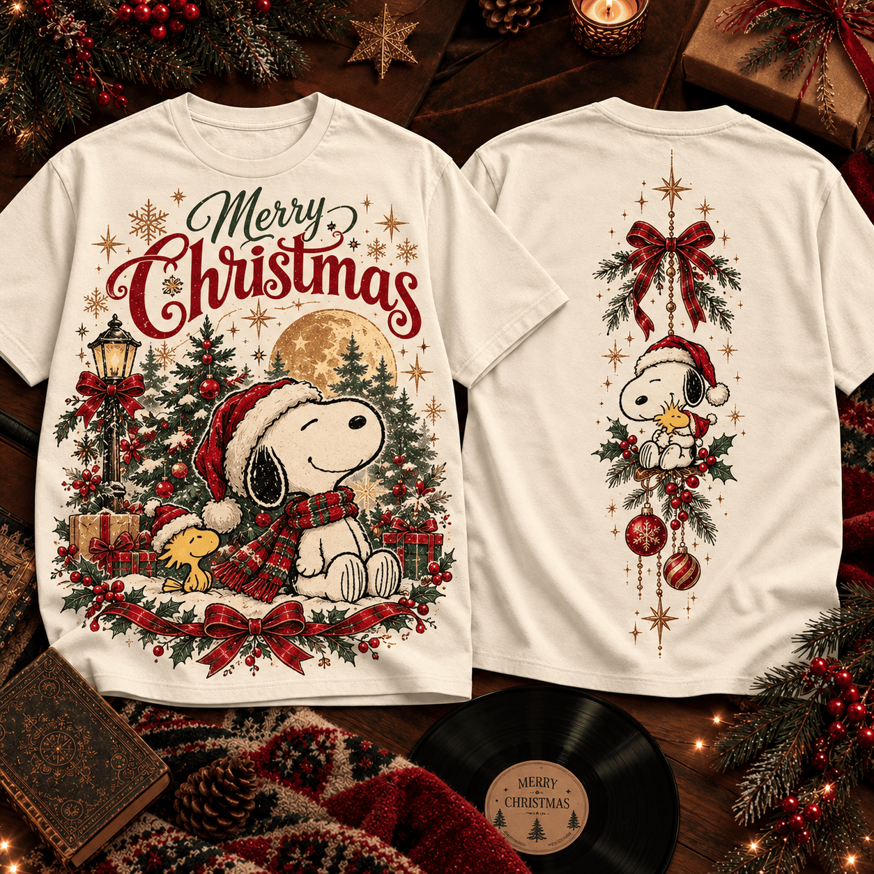 Snoopy and Woodstock Merry Christmas T-Shirt for Cozy Holiday Celebrations with Friends NTT