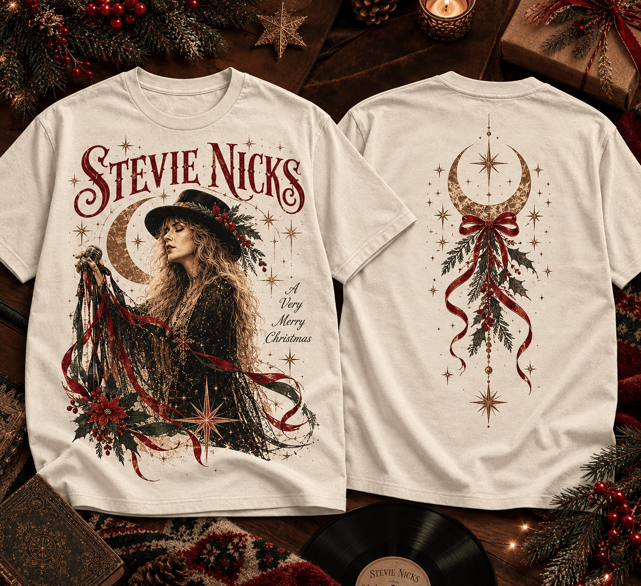 Stevie Nicks Crescent Moon Christmas T-Shirt for Fans of Magical Holiday Style NTT