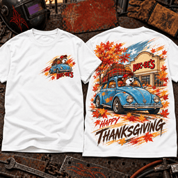 Buc Ees Thanksgiving Blue Beetle T-Shirt for Fans of Autumn Road Trips NTT White