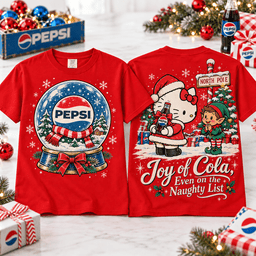 Snoopy Pepsi Christmas Snow Globe T-Shirt for Fans of Merry Holiday Refreshments NTT Red