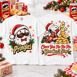 Snoopy Pringles Christmas Snack Tree T-Shirt for Fans of Playful Holiday Treats NTT White