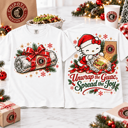 Hello Kitty Chipotle Christmas Burrito T-Shirt for Fans Who Spread the Holiday Joy NTT White