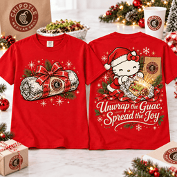 Hello Kitty Chipotle Christmas Burrito T-Shirt for Fans Who Spread the Holiday Joy NTT Red