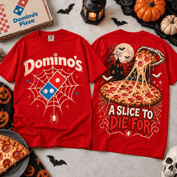 Jack Skellington Dominos Halloween Pizza T-Shirt for Fans of Spooky Late Night Snacks NTT Red