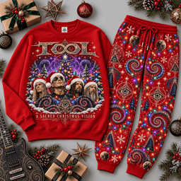 Tool Sacred Christmas Vision Spiral Eye Sweater Jogger Set for Progressive Metal Fans NDN Red Flat