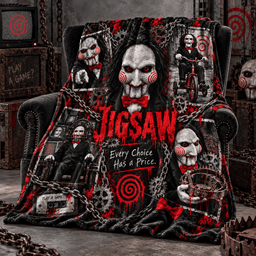 Jigsaw Puppet Portrait And Red Spiral Fleece Blanket For Fans Of Deadly Choices NDN Standalone Blanket