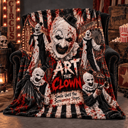 Art The Clown Portrait And Circus Rays Fleece Blanket For Terrifying Halloween Nights NDN Standalone Blanket