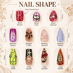 Hello Kitty Pink Bows Hearts and Cherries Press-On Nail Set for Cute Character Fans NDN Nail Shape Guide