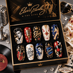 Elvis Presley The King Vegas Portrait Press-On Nail Set for Rock And Roll Fans NDN Press On Nail Product Image
