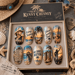 Kenny Chesney No Shoes Nation Beach Press-On Nail Set for Country Music Fans NDN Press On Nail Product Image