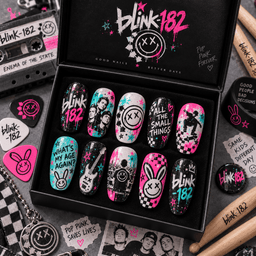 Blink-182 Smiley Logo Pop Punk Press-On Nail Set for Pop Punk Fans NDN Press On Nail Product Image