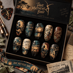 Dave Matthews Band Firedancer and Earthy Landscape Press-On Nail Set for Jam Band Fans NDN Press On Nail Product Image