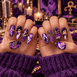 Prince Purple Rain Love Symbol Press-On Nail Set for Pop Rock Fans NDN Press On Nail Worn Image