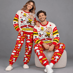 Premium Peanuts Good Times with Snoopy Graphic Sweater and Jogger Pants Set NDN Worn Set Mockup