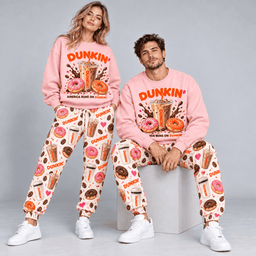 Premium Dunkin' America Runs on Dunkin' Graphic Sweater and Jogger Pants Set NDN Worn Set Mockup