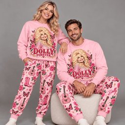 Premium Dolly Forever Pink Butterfly Graphic Sweater and Jogger Pants Set for Fans NDN Worn Set Mockup