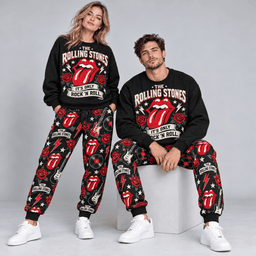 Premium Rolling Stones It's Only Rock N Roll Graphic Sweater and Jogger Pants Set NDN Worn Set Mockup