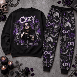 Premium Ozzy Prince of Darkness Graphic Sweater and Jogger Pants Set for Fans NDN Flat Set Mockup