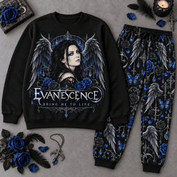 Premium Evanescence Bring Me to Life Graphic Sweater and Jogger Pants Set NDN Flat Set Mockup