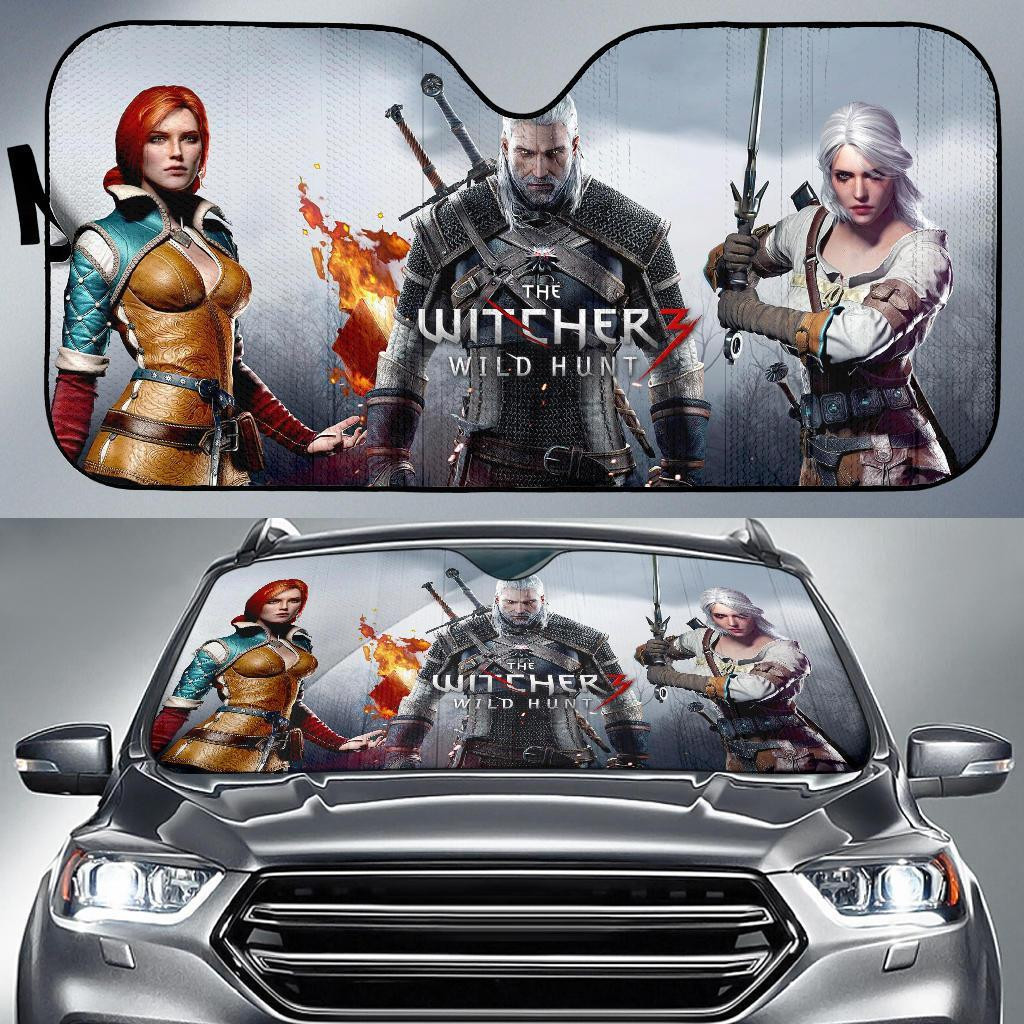 Geralt, Ciri & Triss The Witcher 3: Wild Hunt Car Auto Sun Shade ...