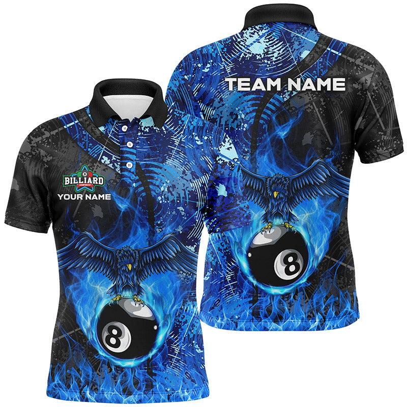 Blue Flame 8 Ball Eagle Personalized 3D Billiard Men's Polo Shirts ...