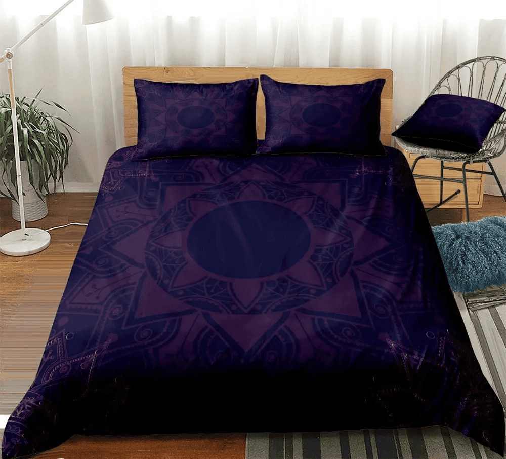 Dark Purple Bohemian Bedding Set - Kaibatime